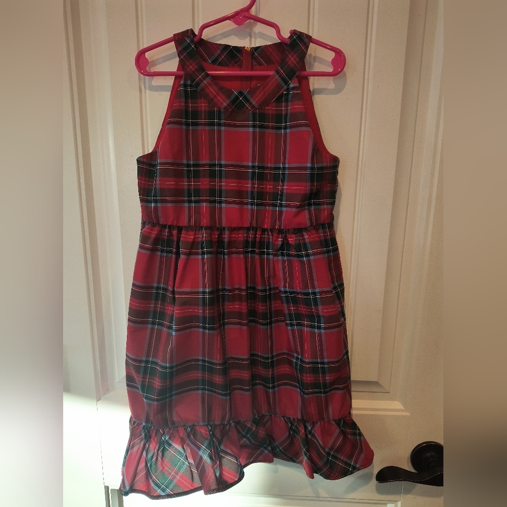 Red Plaid Sleeveless Dress